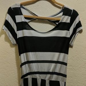 Black and White dual striped dress
